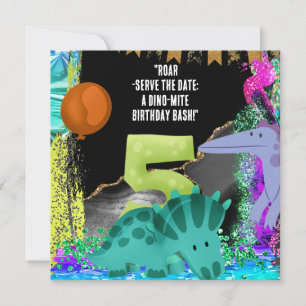 Dinosaur 5. Geburtstagsparty Save The Date