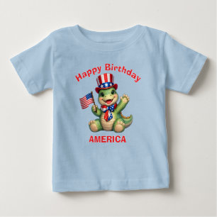 Dinosaur (6b) Patriotisches Kinder T-Shirt