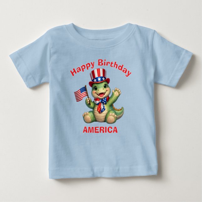 Dinosaur (6b) Patriotisches Kinder T-Shirt (Vorderseite)
