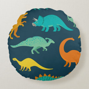 Dinosaur Abenteuer: Kinderzimmer Tapete Rundes Kissen
