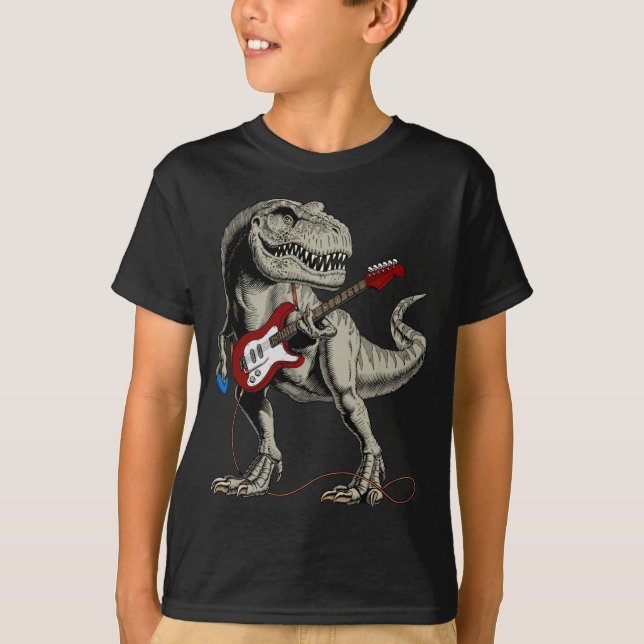 Dinosaur Acoustic Electric B Guitar Player  T-Shirt (Vorderseite)