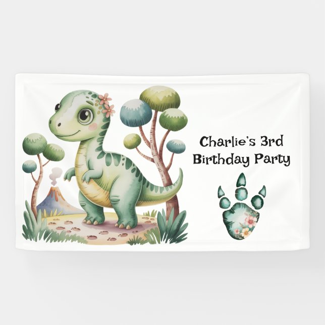 Dinosaur Adventure Boys Geburtstagsparty Banner (Horizontal)