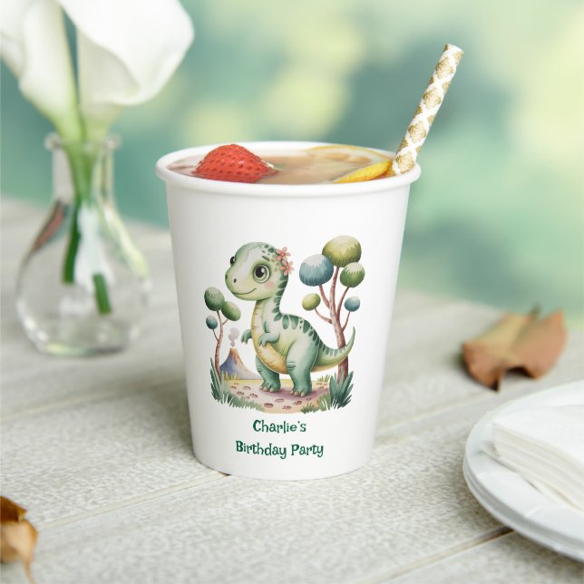 Dinosaur Adventure Boys Geburtstagsparty Pappbecher (In Situ)