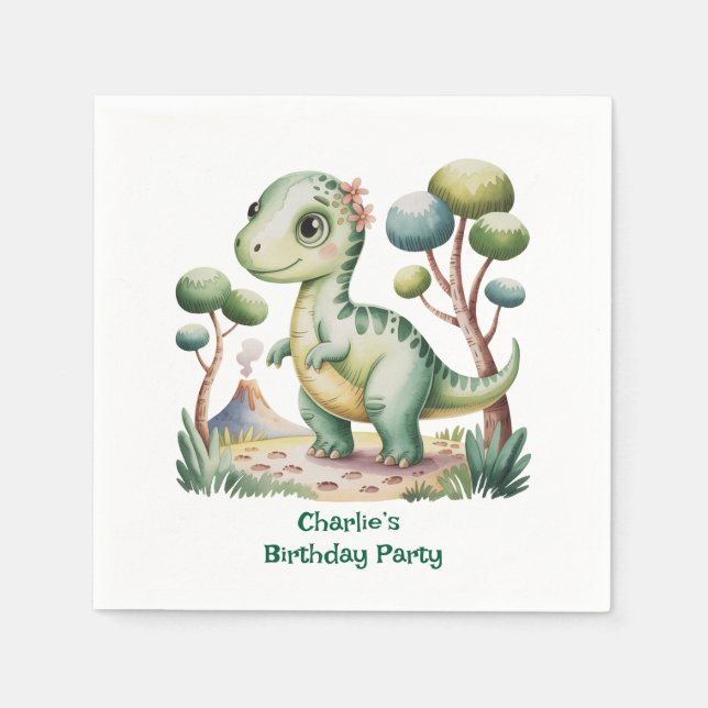 Dinosaur Adventure Boys Geburtstagsparty Serviette (Vorderseite)