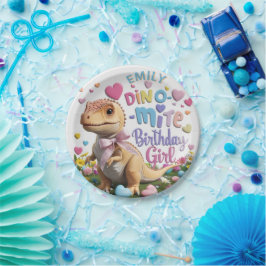 Dinosaur Adventure Girl Happy Birthday Pappteller