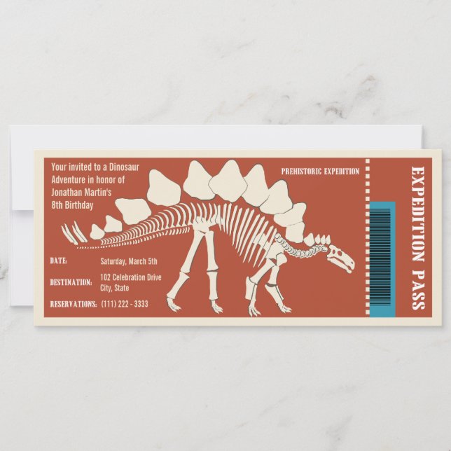 Dinosaur Adventure Pass Einladung (Vorderseite)