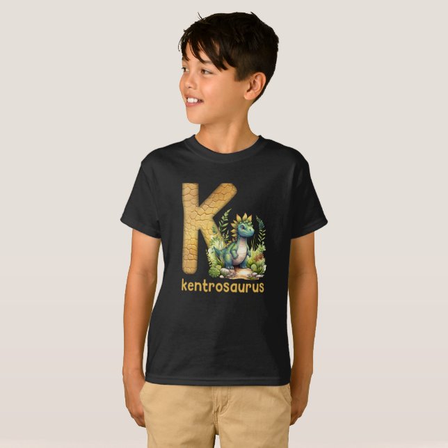 Dinosaur Alphabet K Typ Kentrosaurus T-Shirt (Vorne ganz)