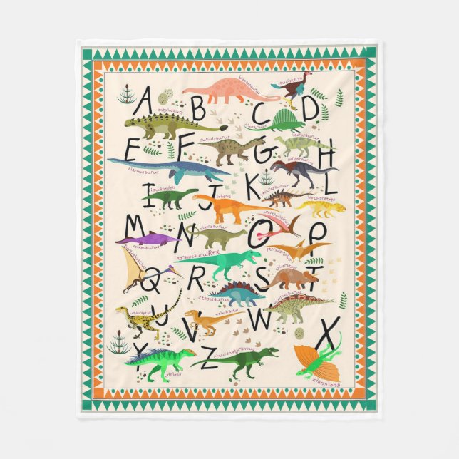 Dinosaur Alphabet Niedlich Fleecedecke (Vorderseite)