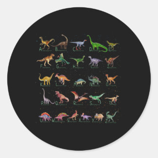 Dinosaur Alphabet Runder Aufkleber