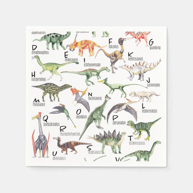 Dinosaur Alphabet Serviette (Vorderseite)