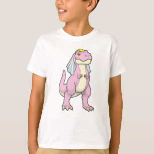 Dinosaur als Braut auf Hochzeit mit Schleier T-Shirt