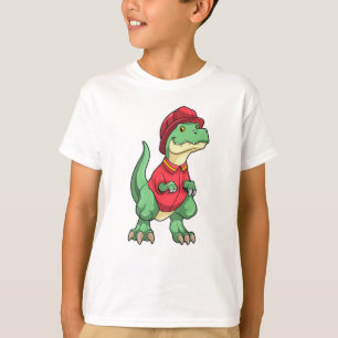 Dinosaur als Feuerwehrmann mit Feuerwehrhelm T-Shirt