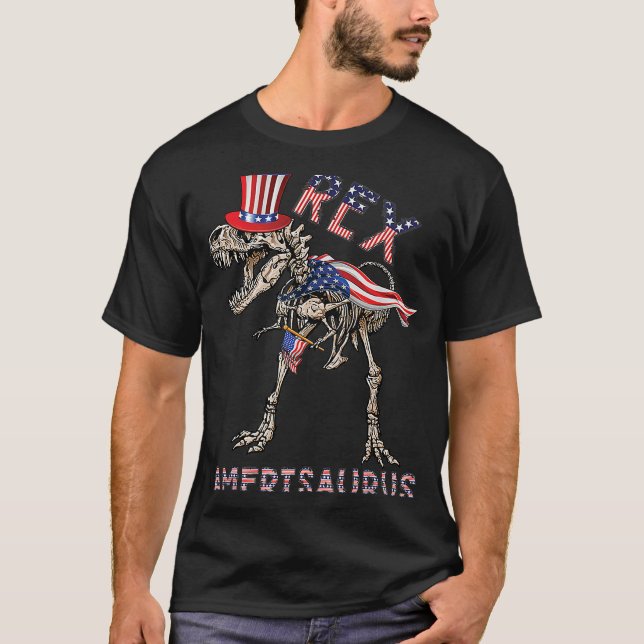 Dinosaur Amerisaurus Rex Kinder Teens Junge 4. Jul T-Shirt (Vorderseite)
