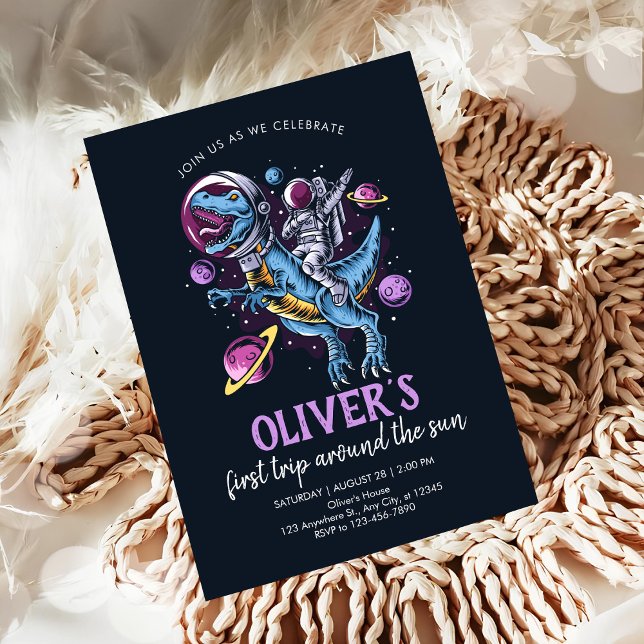 Dinosaur Astronaut 1. Geburtstag Einladung (Von Creator hochgeladen)