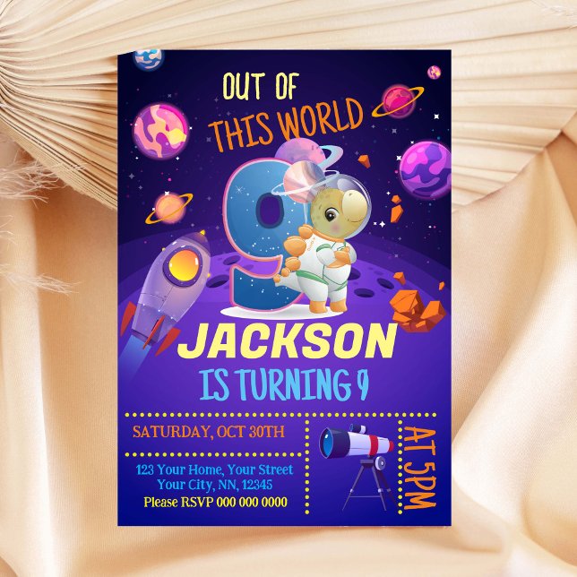 Dinosaur Astronaut 8. Geburtstag Einladung (Von Creator hochgeladen)