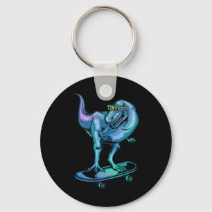 Dinosaur auf Skateboard Skateboard fahrender Dinos Schlüsselanhänger