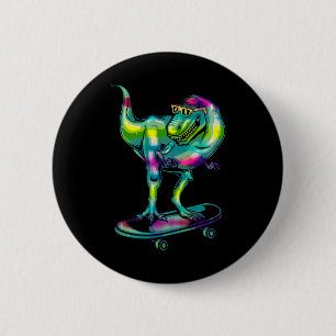 Dinosaur auf Skateboard Skateboardfahren Skater-Au Button