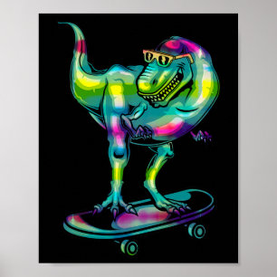 Dinosaur auf Skateboard Skateboardfahren Skater-Au Poster