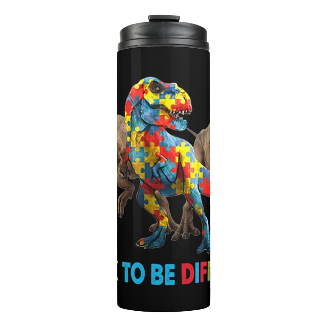 Dinosaur Autism Awareness design features a dinosa Thermosbecher (Vorderseite)