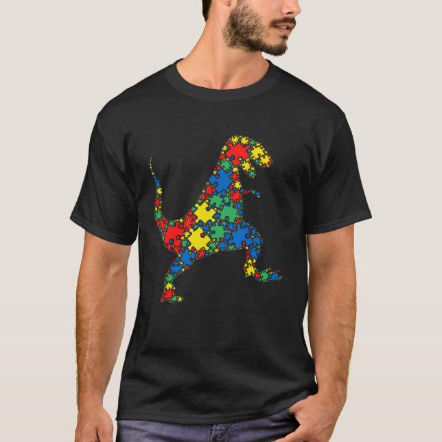 Dinosaur Autism Puzzle for Women Men Kids Autism A T-Shirt (Vorderseite)