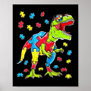 Dinosaur Autismus Bewusstsein Puzzle Piece Jungs K Poster