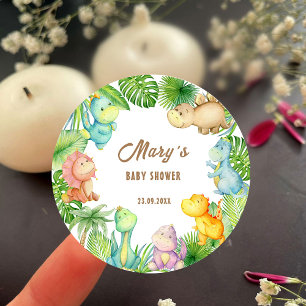 Dinosaur Baby Dusche Runder Aufkleber