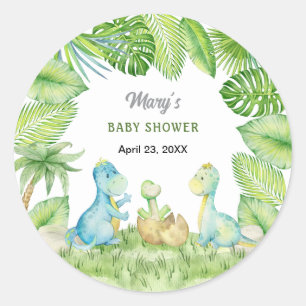 Dinosaur Baby Dusche Runder Aufkleber