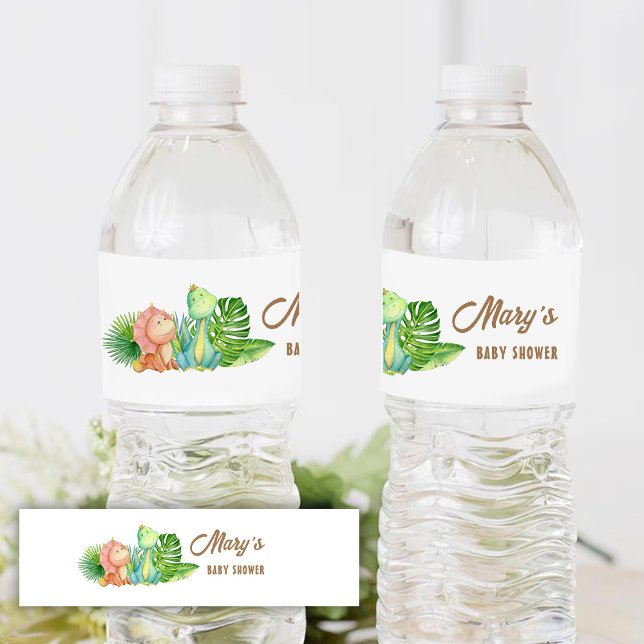 Dinosaur Baby Dusche Wasserflaschenetikett (Von Creator hochgeladen)