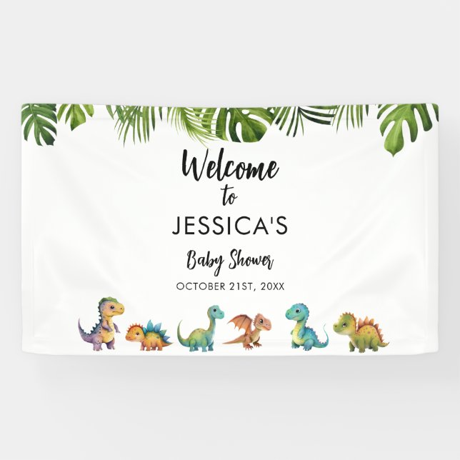 Dinosaur Baby Dusche Willkommen Banner (Horizontal)