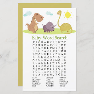 Dinosaur Baby Dusche Word Search Game