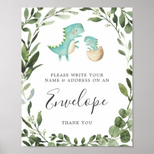 Dinosaur Baby Duwer Address Envelope Zeichen Poster