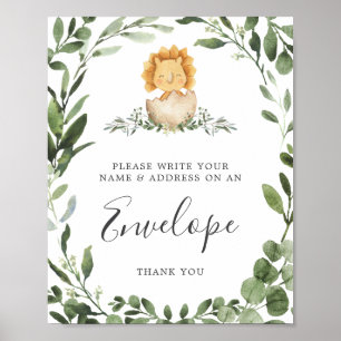 Dinosaur Baby Duwer Address Envelope Zeichen Poster