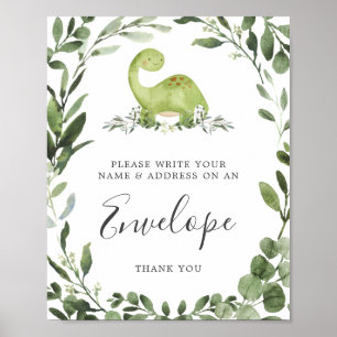 Dinosaur Baby Duwer Address Envelope Zeichen Poster