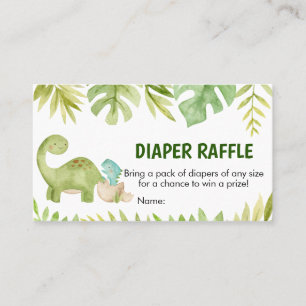 Dinosaur Baby Duwer Diaper Raffle Visitenkarte