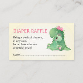 Dinosaur Baby Girl Duwer Diaper Raffle Ticket Begleitkarte