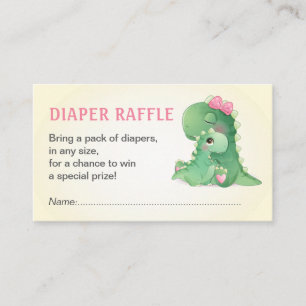 Dinosaur Baby Girl Duwer Diaper Raffle Ticket Begleitkarte
