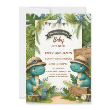 Dinosaur Baby Jungen Shower Editierbare Karte für 