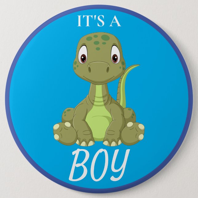 Dinosaur Baby Shower Blue Boy Button (Vorderseite)