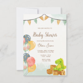 Dinosaur-Baby-Shower-Einladung | Grün und Gelb  Einladung