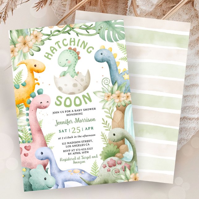 Dinosaur Baby Shower Green Dino Gender Neutral Einladung (Von Creator hochgeladen)