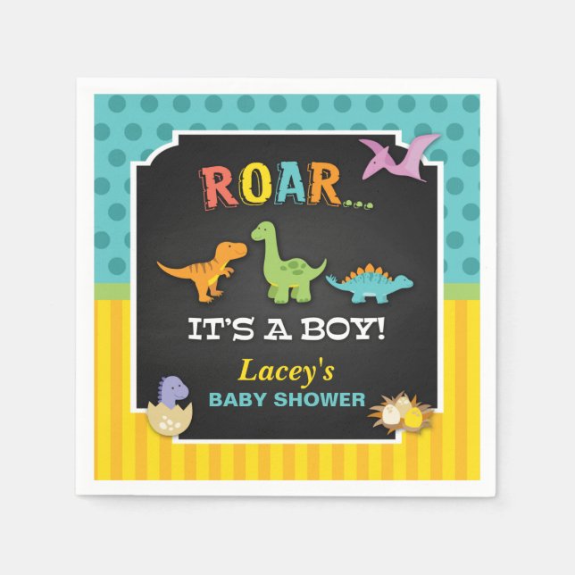 Dinosaur Baby Shower Napkin - Custom Serviette (Vorderseite)