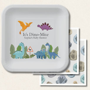 Dinosaur-Baby-Shower-Papierplatte Pappteller