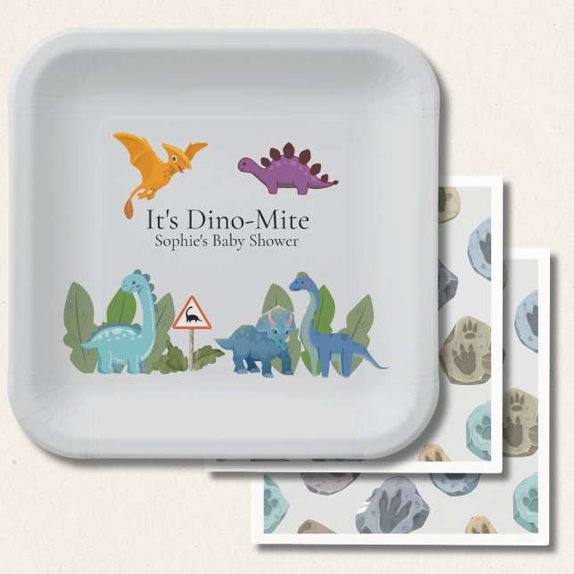 Dinosaur-Baby-Shower-Papierplatte Pappteller (Von Creator hochgeladen)