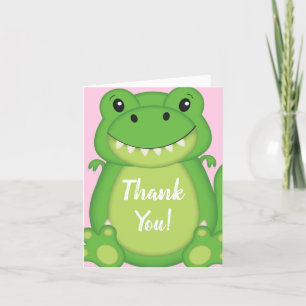 Dinosaur Baby Shower T-Rex Pink Girl Dankeskarte