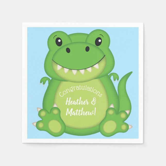 Dinosaur Baby Shower T-Rex Serviette (Vorderseite)