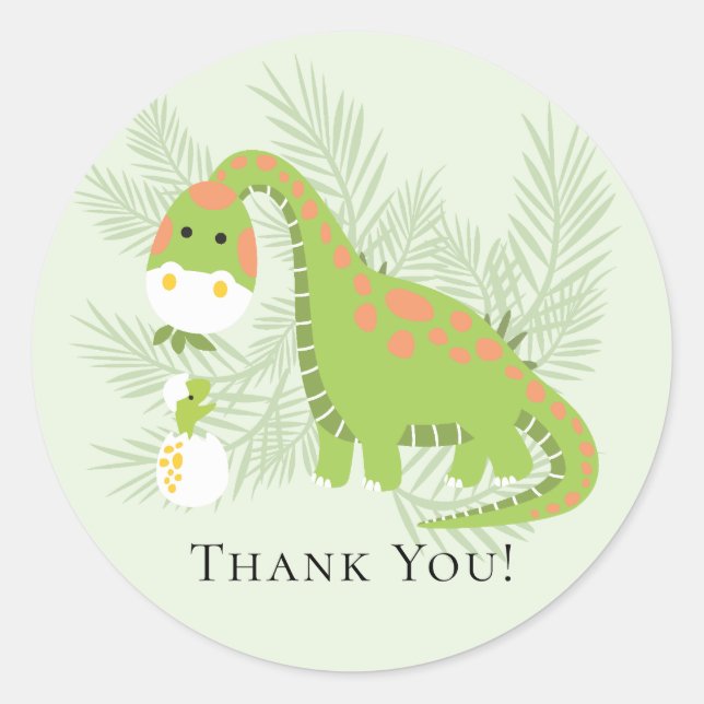 Dinosaur Babydusche Danke, dass du Sticker bevorzu (Vorderseite)
