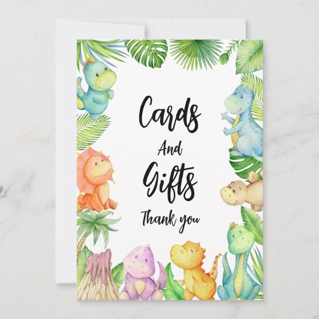 Dinosaur Babydusche Danke Karte (Vorderseite)