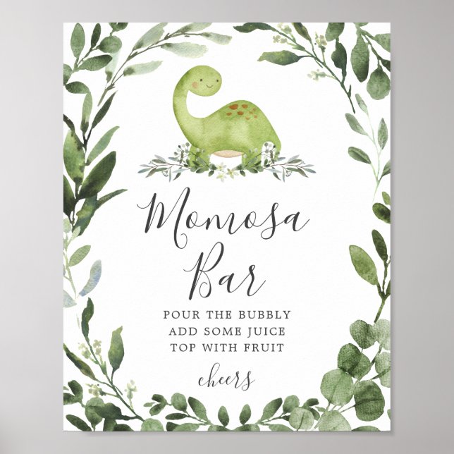 Dinosaur Babydusche Mimosa Bar Sign Poster (Vorne)