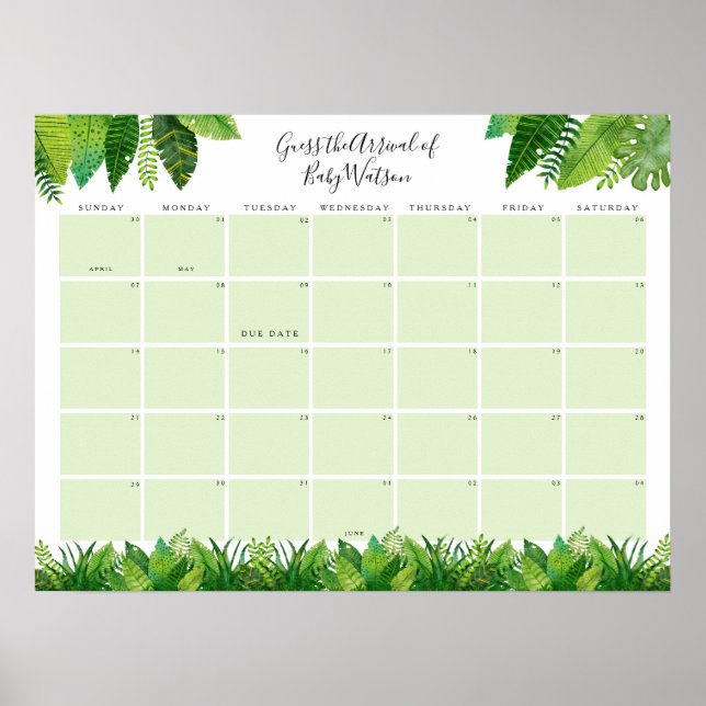 Dinosaur Babydusche Ratschlag Fälligkeitsdatum Poster (Vorne)