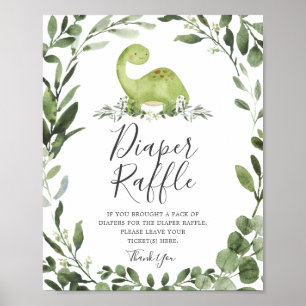 Dinosaur Babydusche Windeln Raffelzeichen Poster